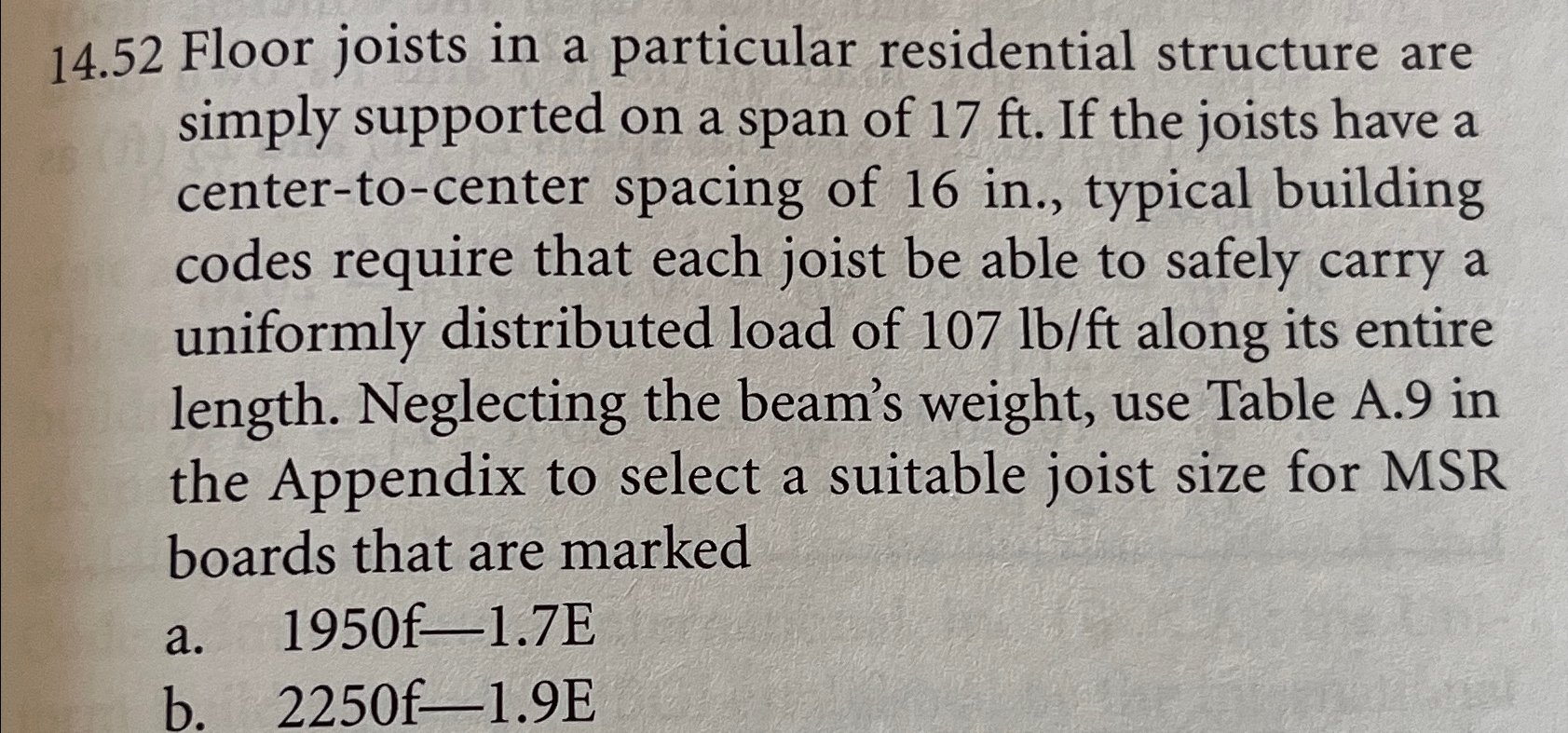 1 4 . 5 2 Floor joists in a particular