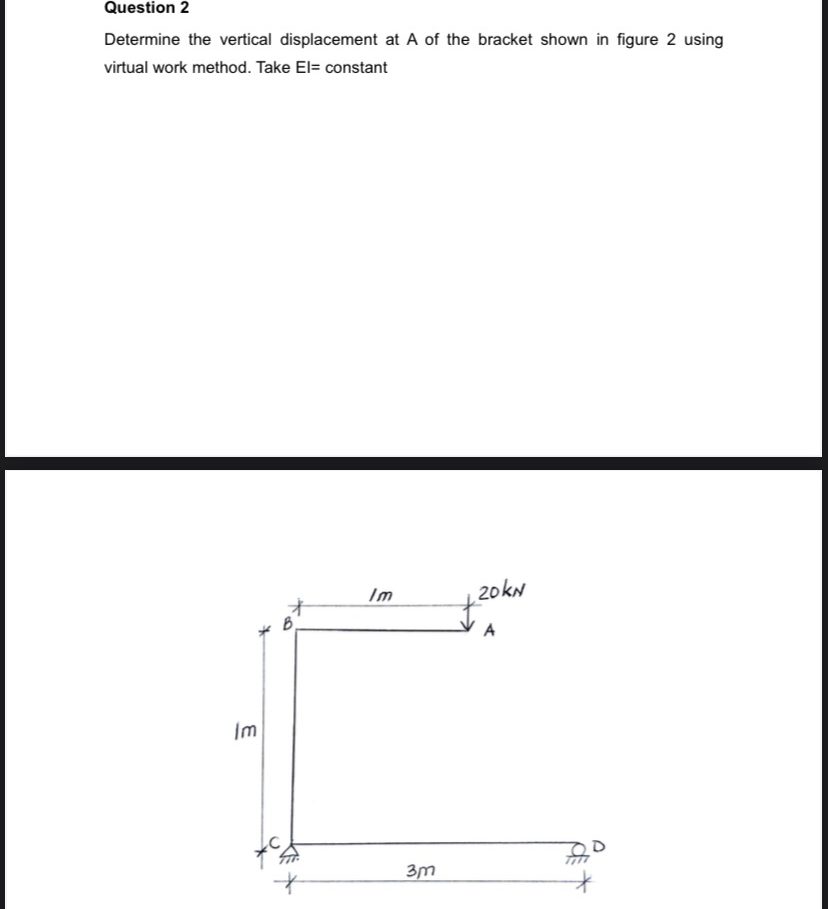 Question 2 Determine the vertical displacement at