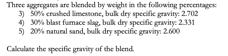 Three aggregates are blended by weight in the