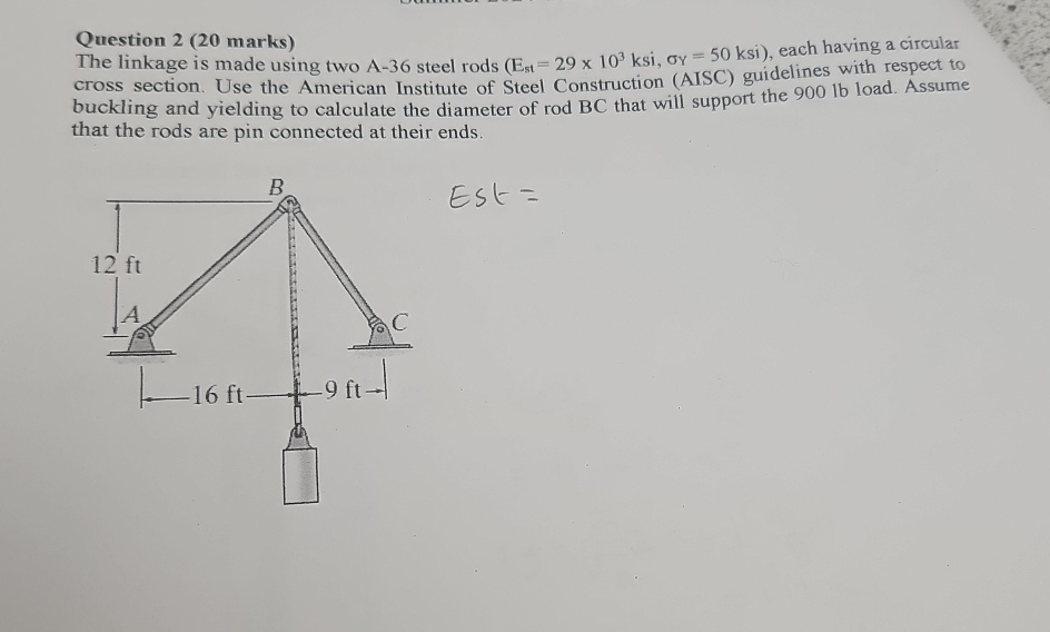 Question 2 ( 2 0 marks ) The linkage is made