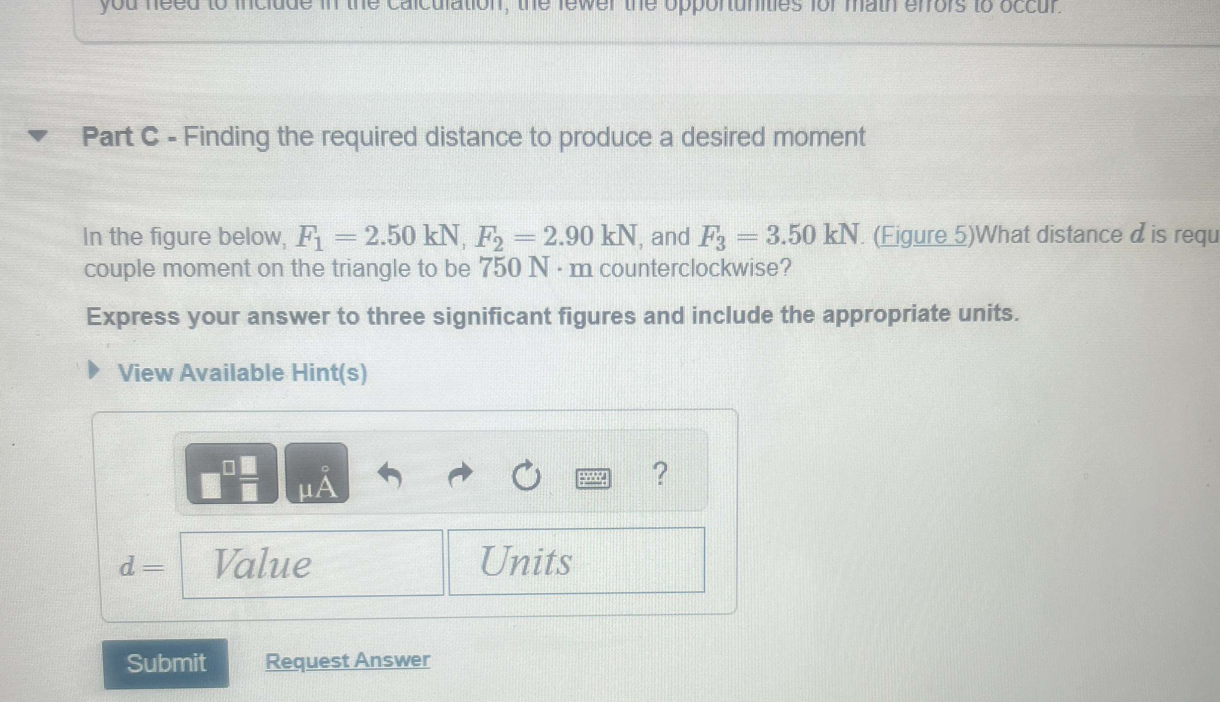 Part C - Finding the required distance to produce