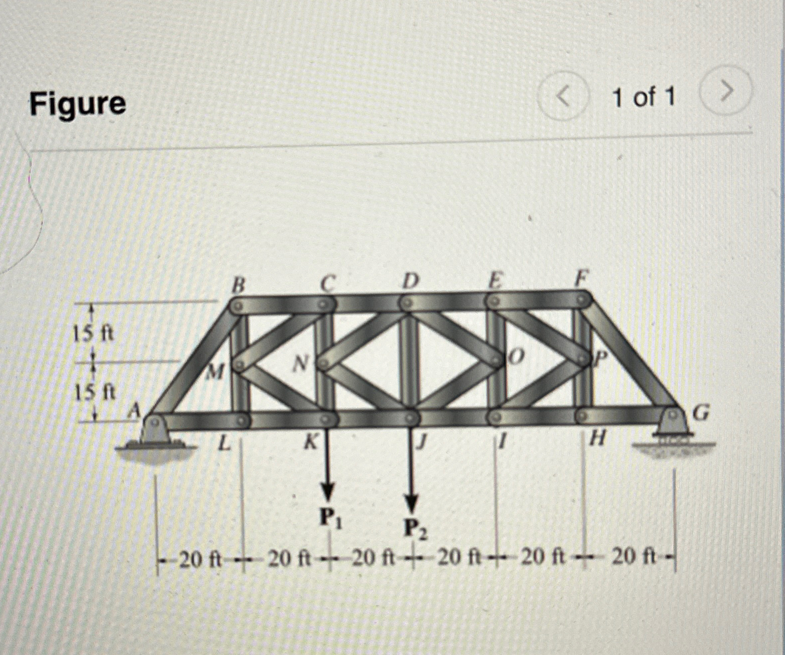 P 1 = 1 3 0 0 lb and p 2 = 1 6 0 0 lb determine
