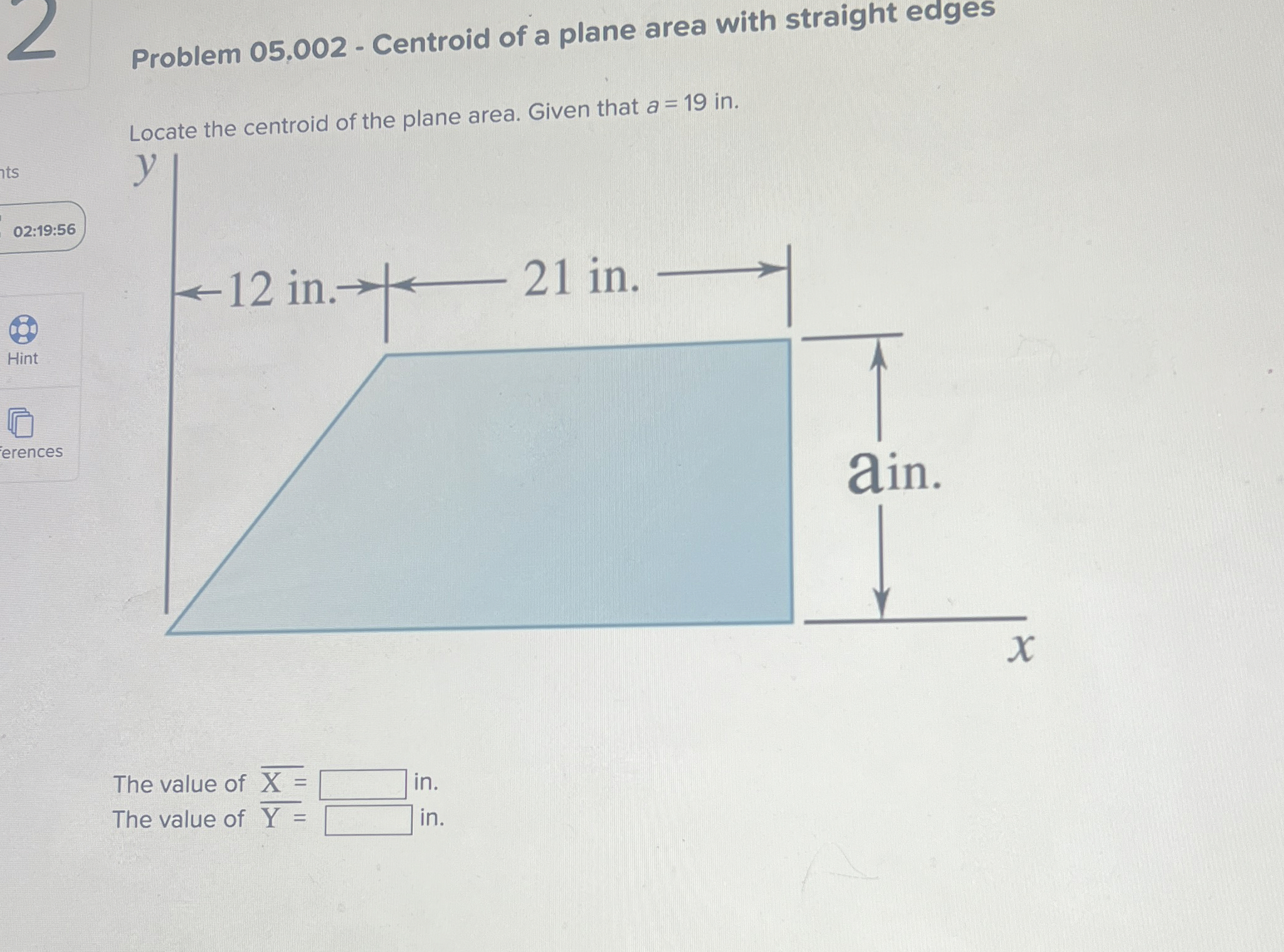 Problem 0 5 . 0 0 2 - Centroid of a plane area