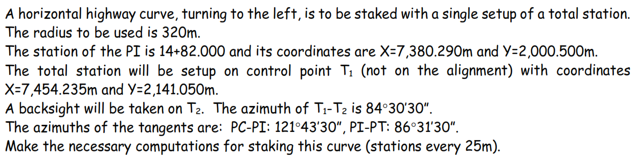A horizontal highway curve, turning to the left,