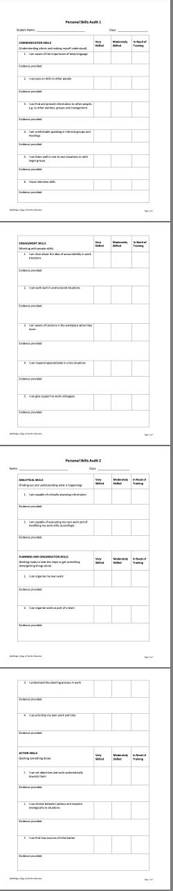 Undertake a Skills Audit: 1 - Create a list of