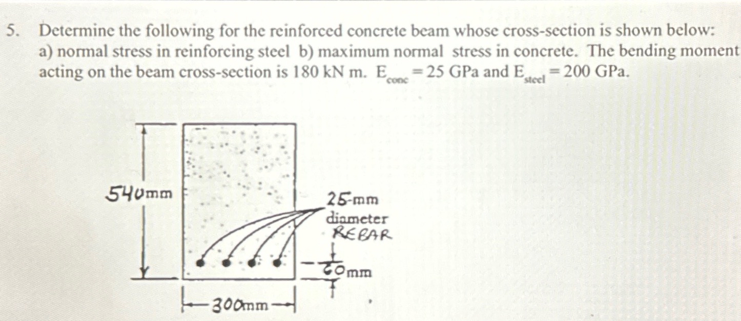 Determine the following for the reinforced
