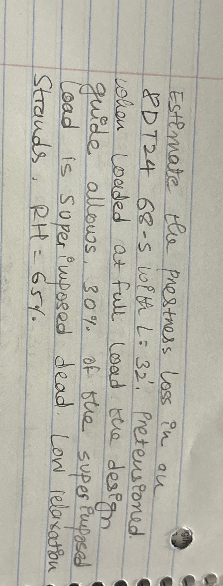 Estimate the prestness loss in an 8 DT 2 4 6 8 -