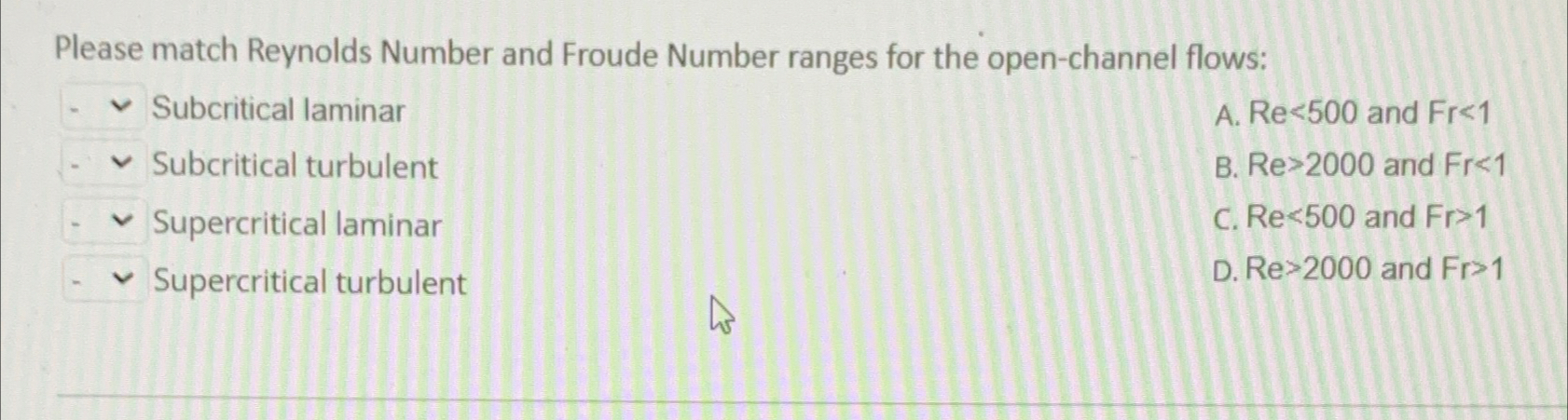 Please match Reynolds Number and Froude Number