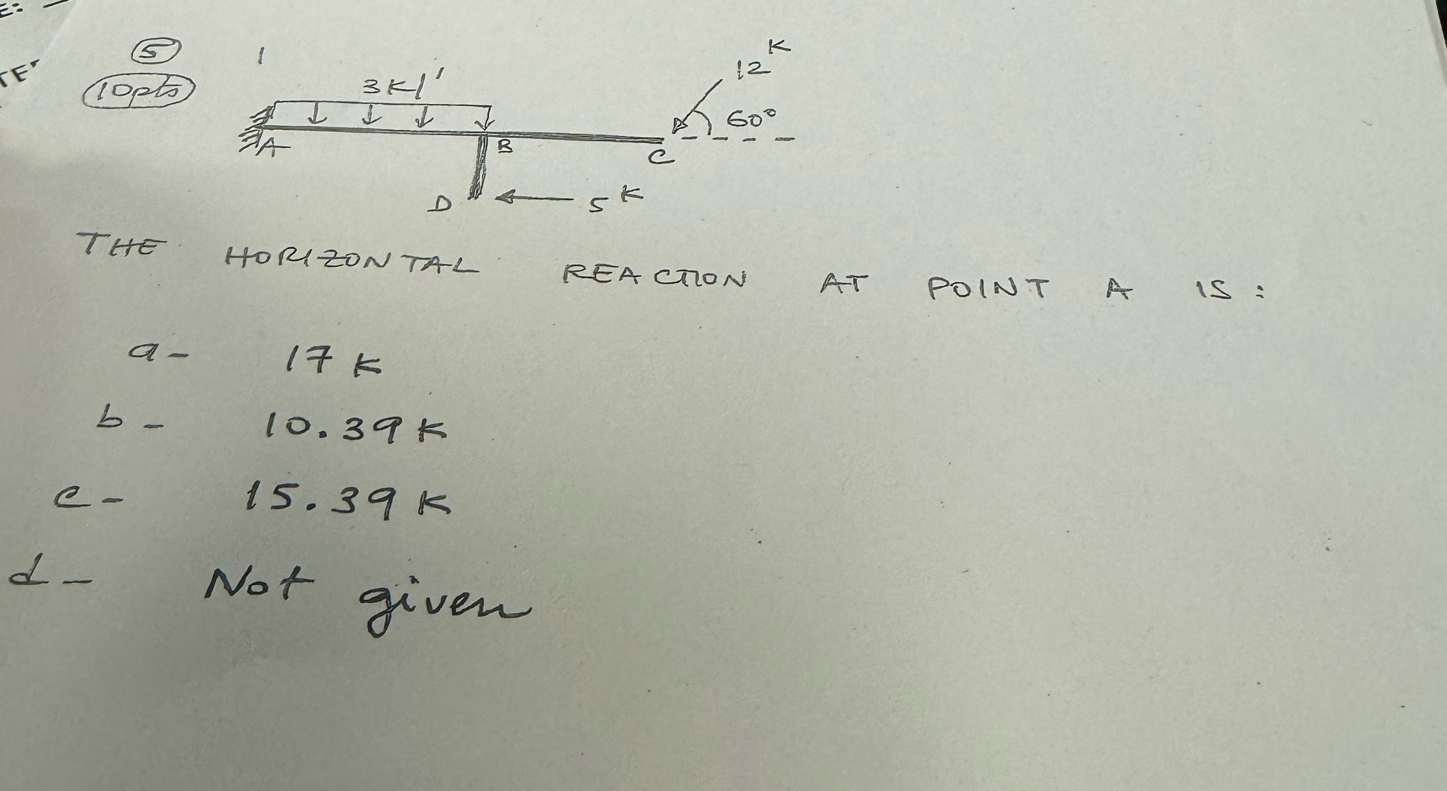 a - 1 7 k b - 1 0 . 3 9 K C - 1 5 . 3 9 k d - Not