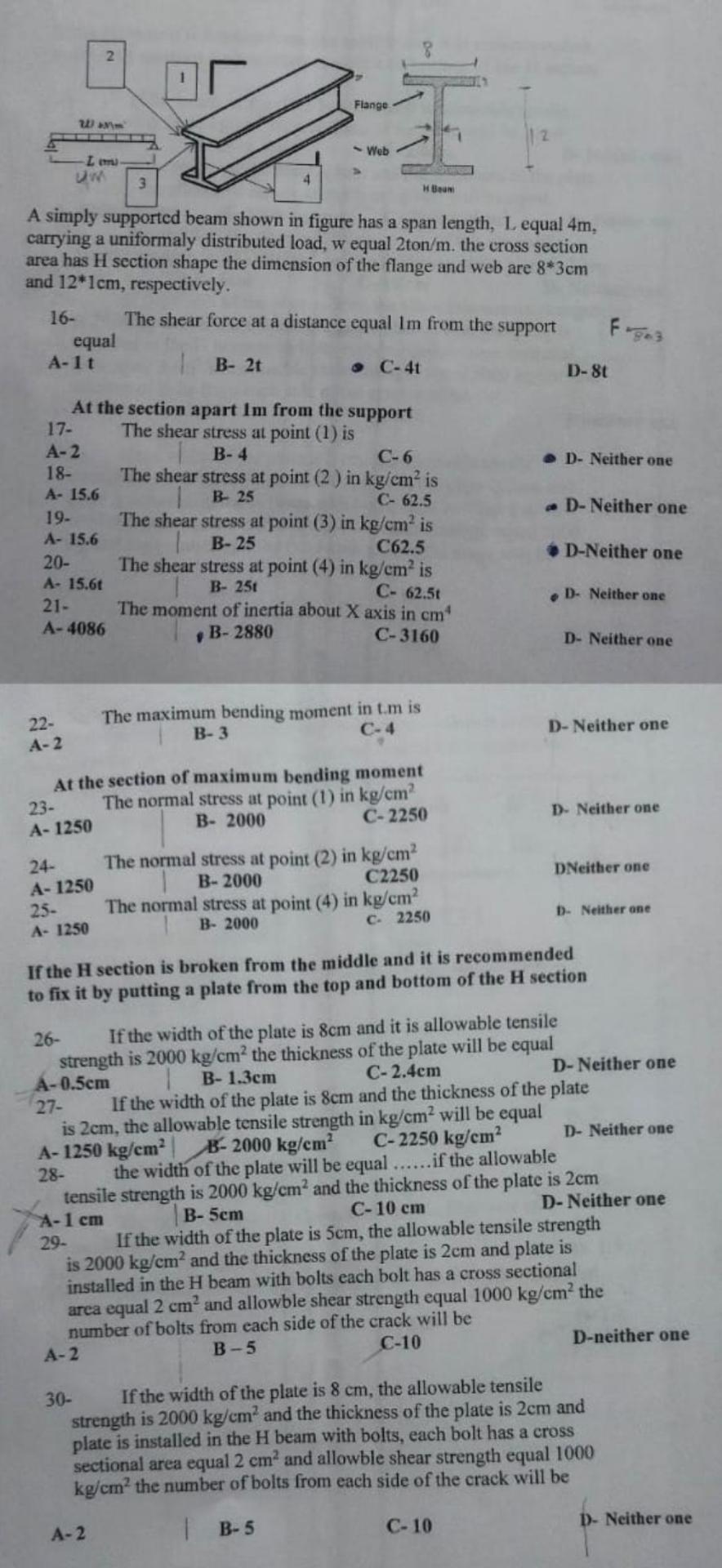 A simply supported beam shown in figure has a