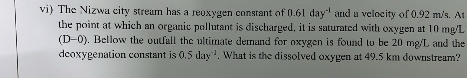 vi ) The Nizwa city stream has a reoxygen