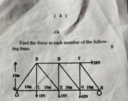 ( 4 ) Or Find the force in each member of the