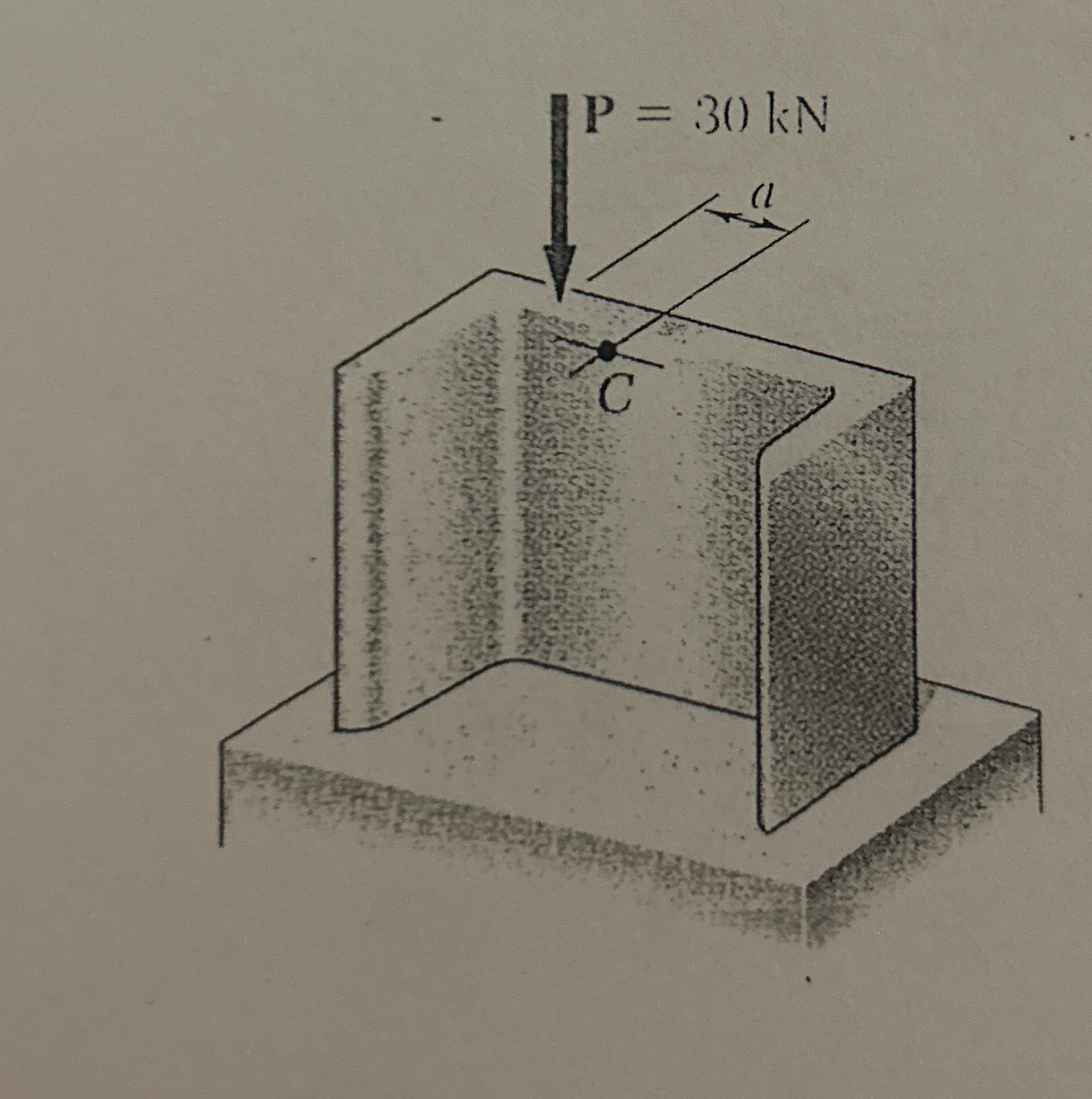 An axial load P of magnitude 3 0 k N is applied