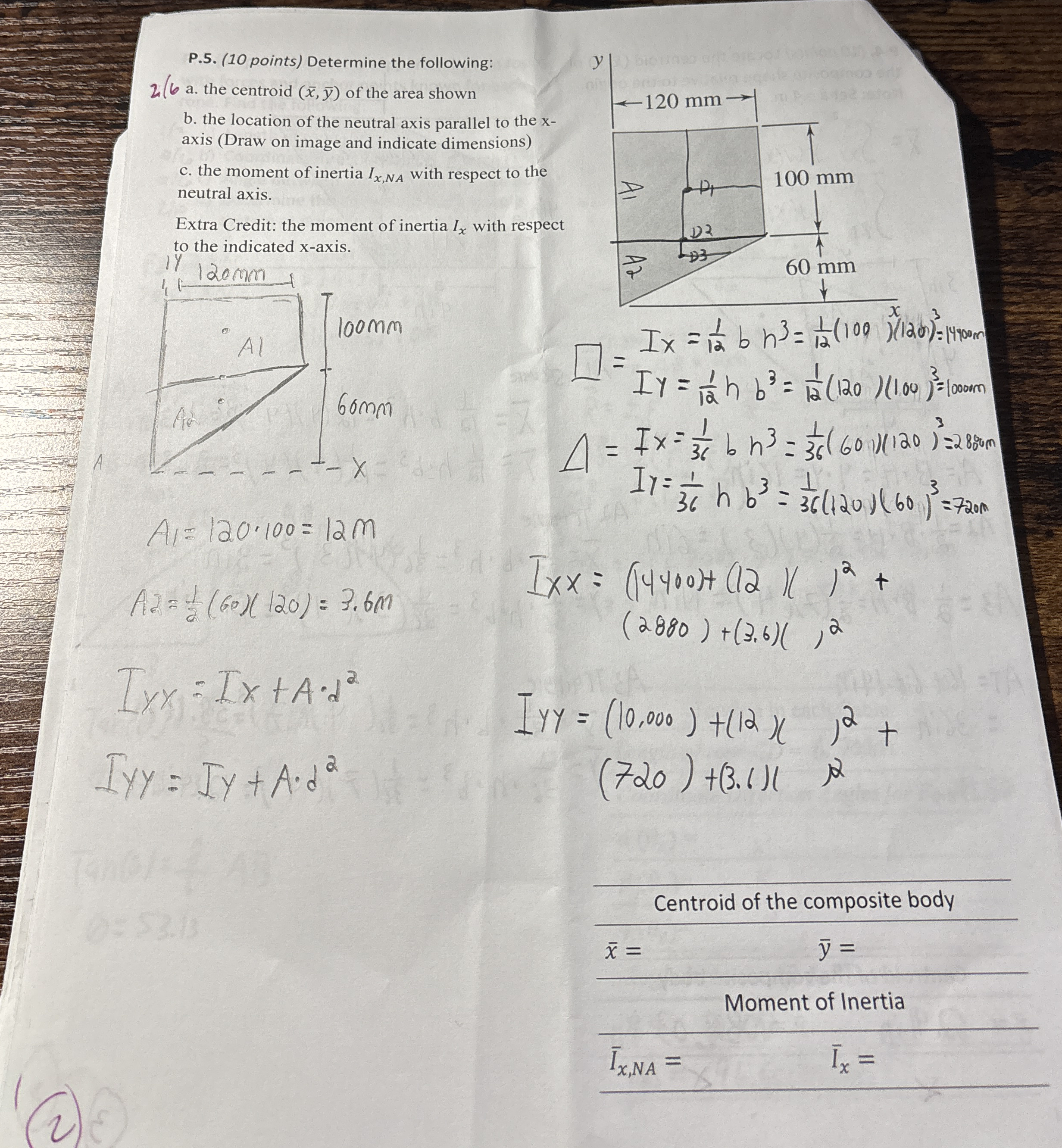 P . 5 . ( 1 0 points ) Determine the following: 2