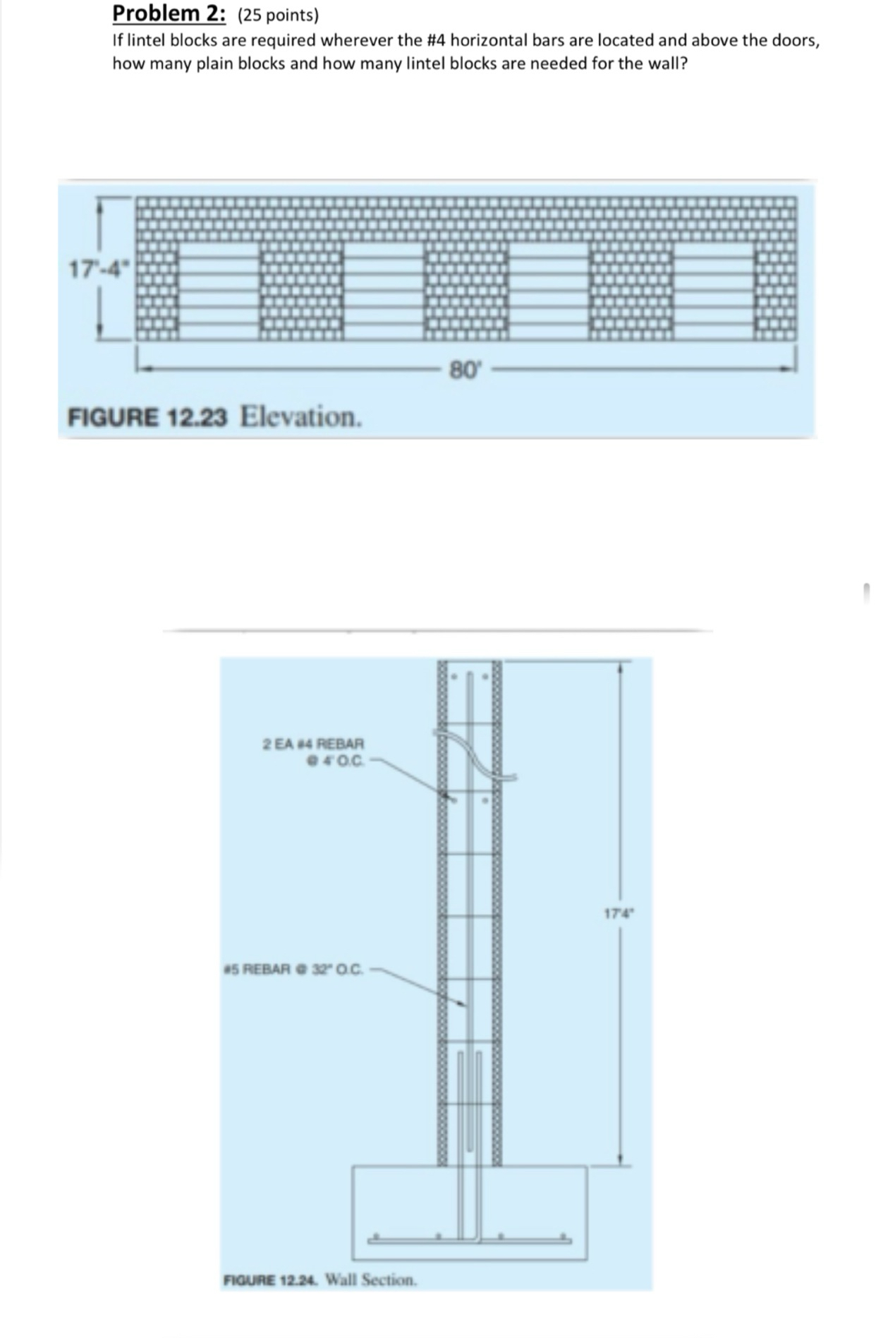 Problem 2 : ( 2 5 points ) If lintel blocks are