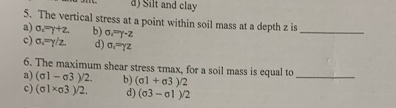 The vertical stress at a point within soil mass
