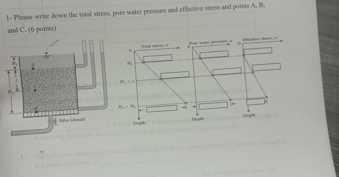 1 - Please write down the total stress, pore
