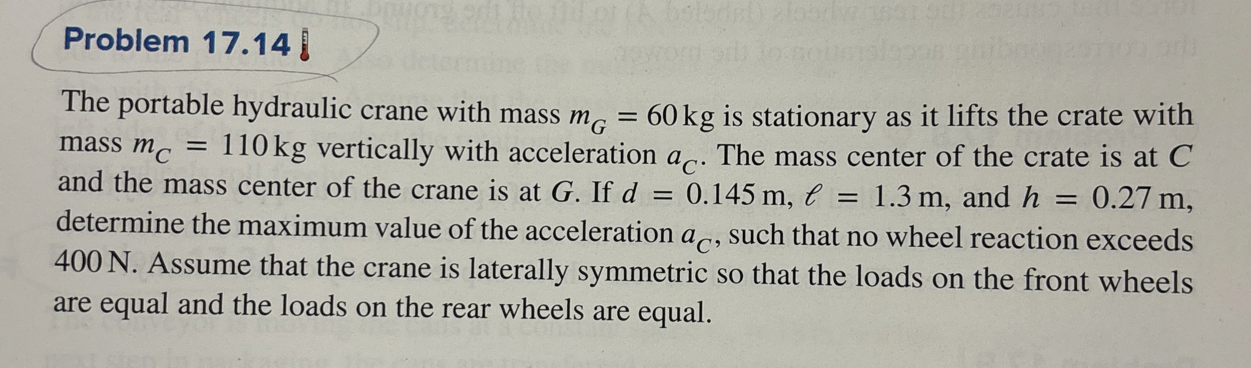 Problem 1 7 . 1 4 The portable hydraulic crane