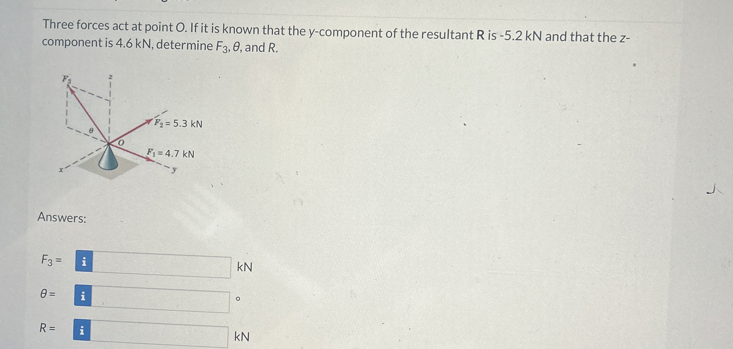 Three forces act at point O . If it is known that