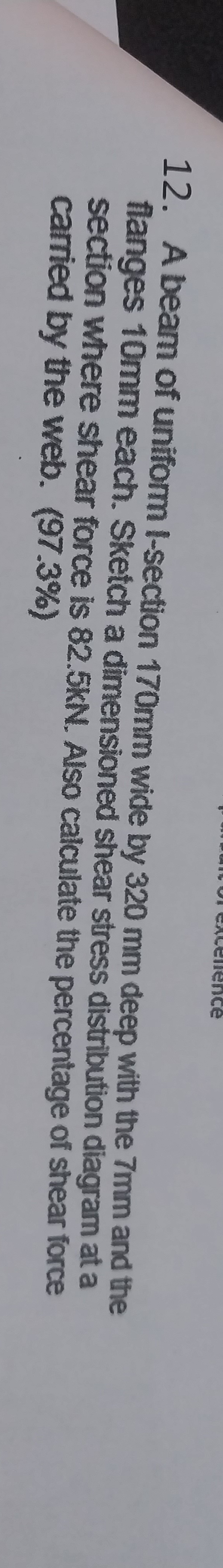 A beam of uniform 1 - section 1 7 0 m m wide by 3