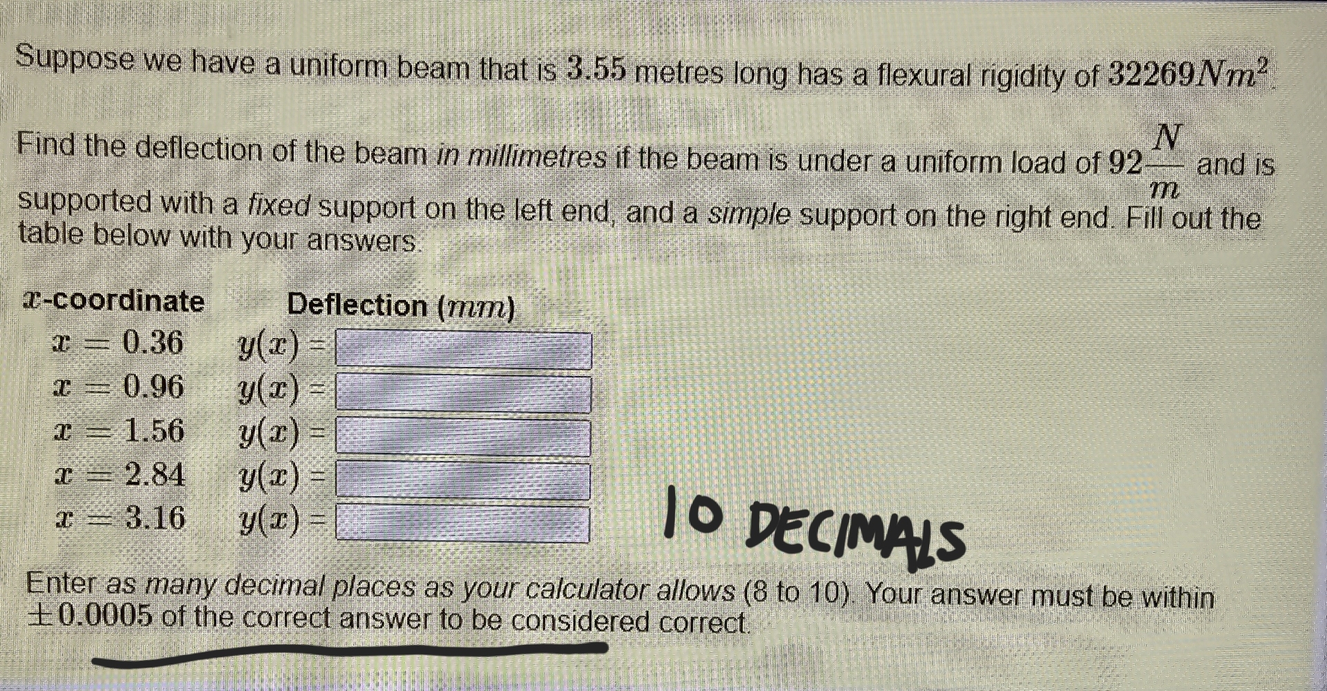 Suppose we have a uniform beam that is 3 . 5 5