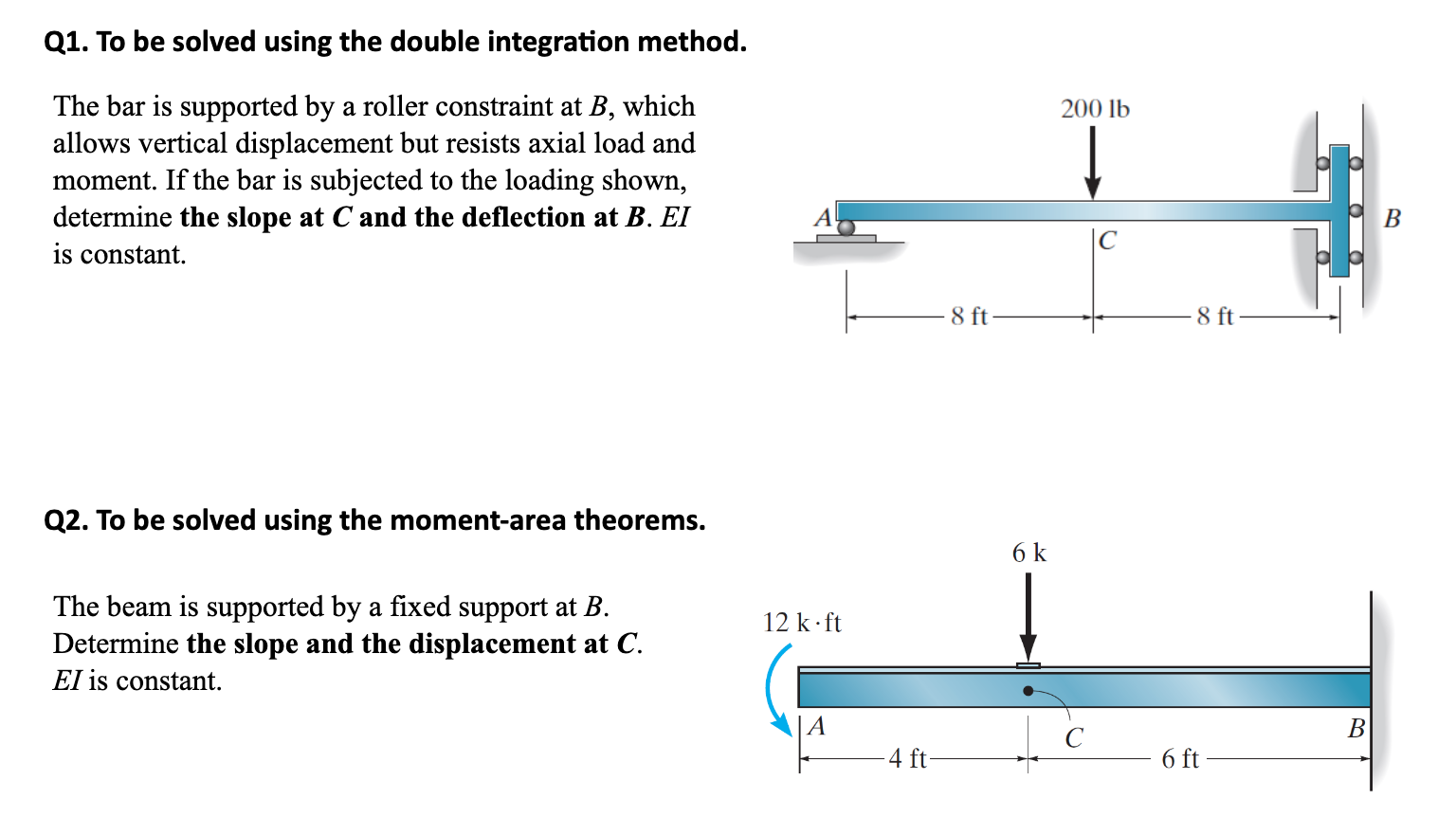 Q 1 . To be solved using the double integration