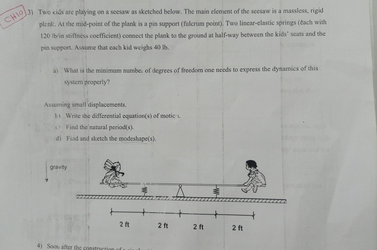 Two kids are playing on a seesaw as sketched
