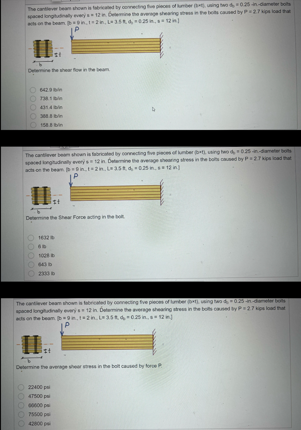 The cantilever beam shown is fabricated by