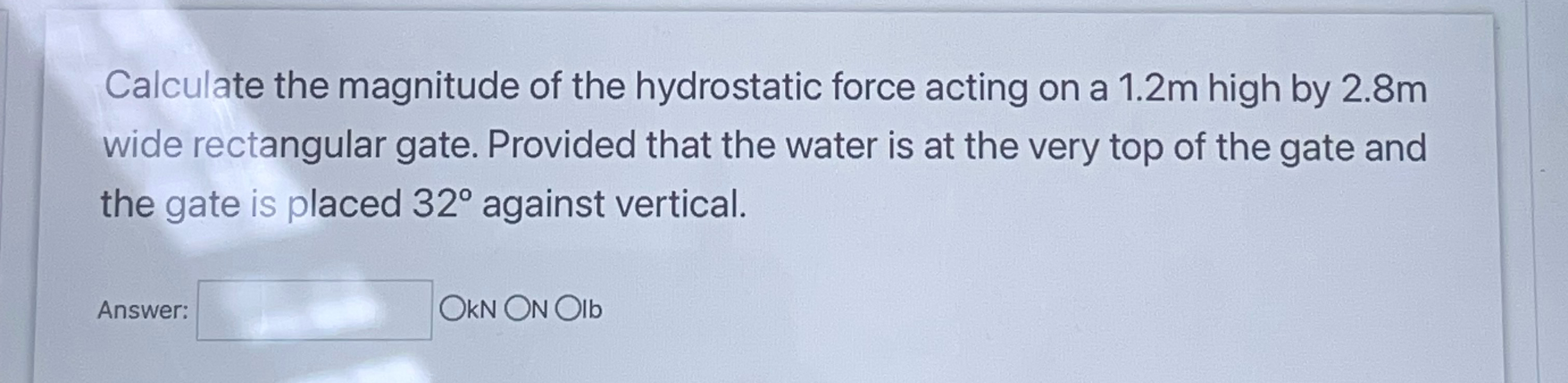 Calculate the magnitude of the hydrostatic force