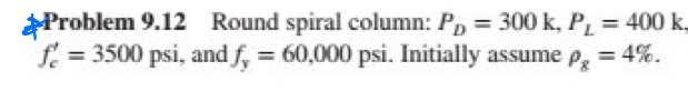 Problem 9 . 1 2 Round spiral column: P D = 3 0 0