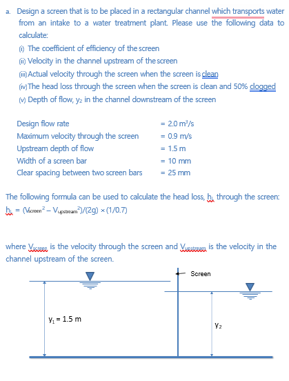 a . Design a screen that is to be placed in a
