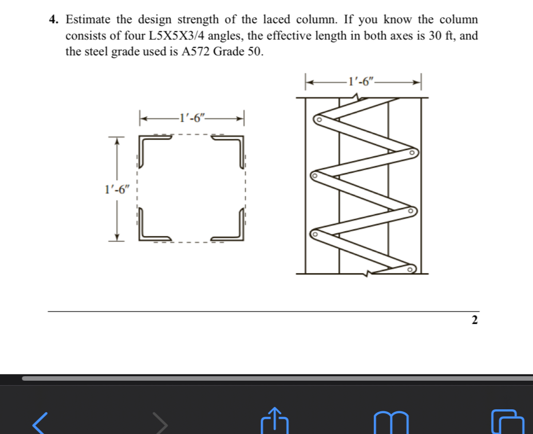 Estimate the design strength of the laced column.