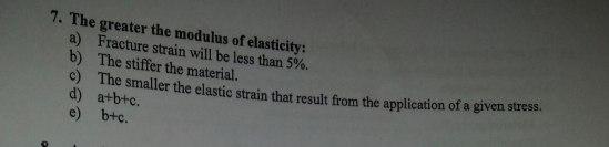 The greater the modulus of elasticity: a )