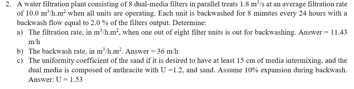 A water filtration plant consisting of 8 dual -