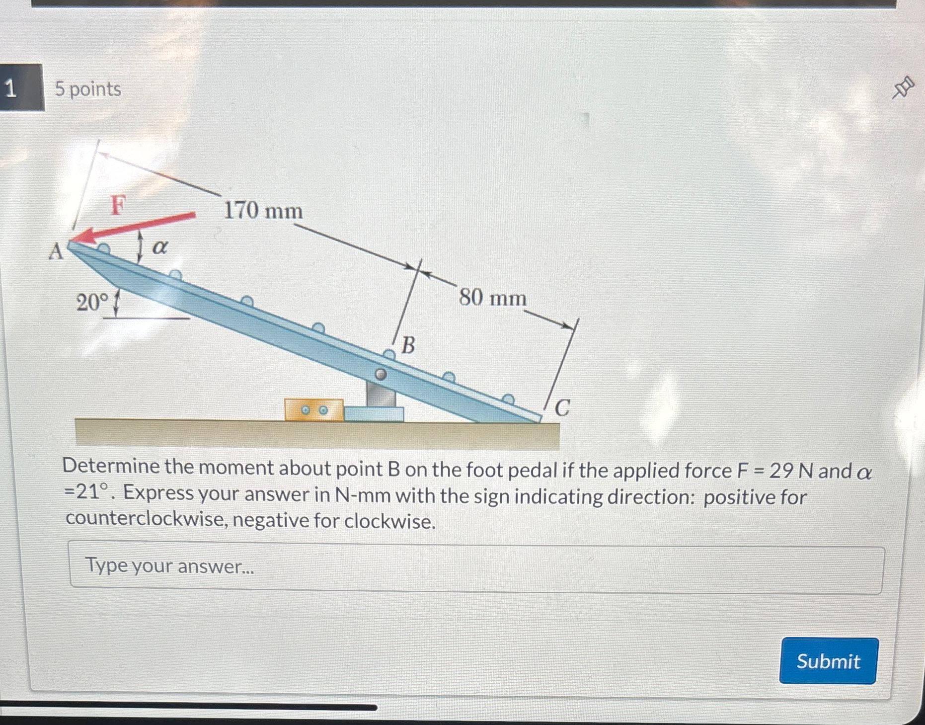 Determine the moment about point B on the foot