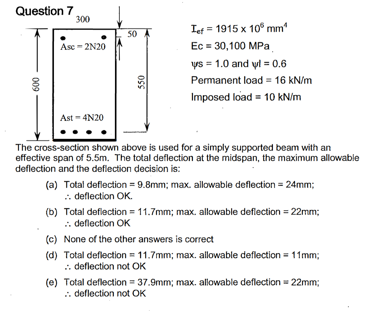 I e f = 1 9 1 5 1 0 6 m m 4 E c = 3 0 , 1 0 0 MPa