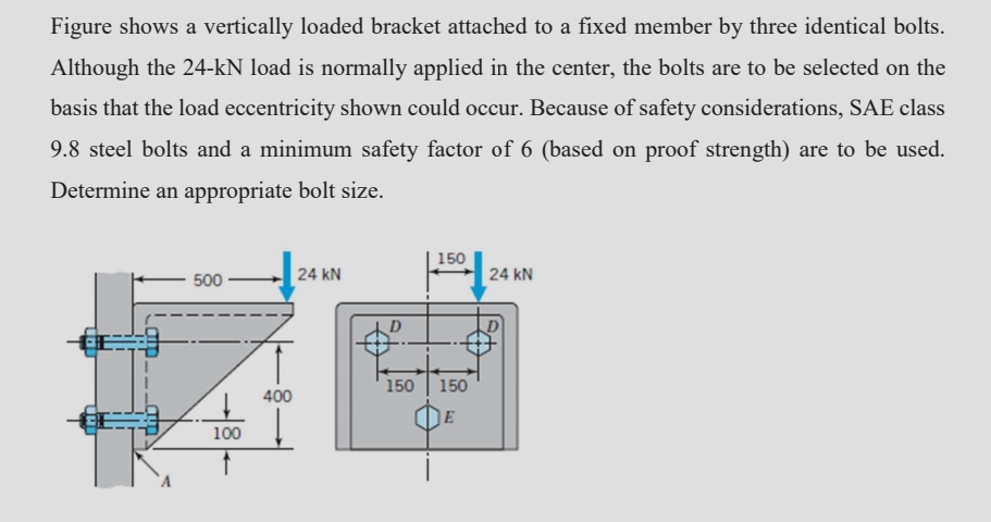 Figure shows a vertically loaded bracket attached