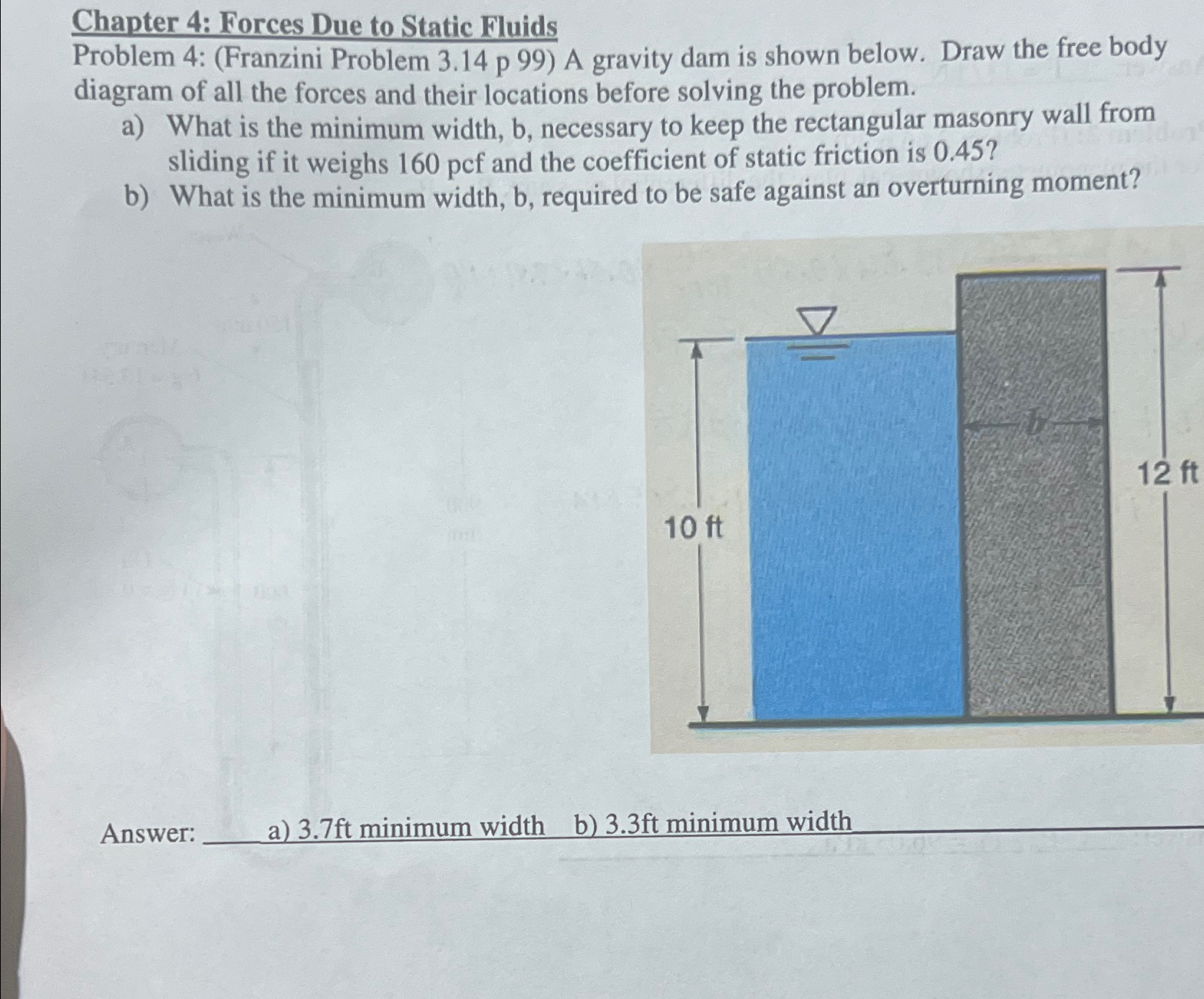 Chapter 4 : Forces Due to Static Fluids Problem 4