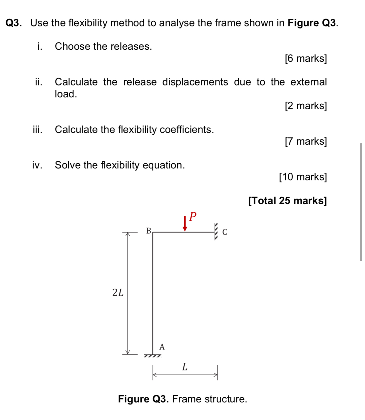 Q 3 . Use the flexibility method to analyse the