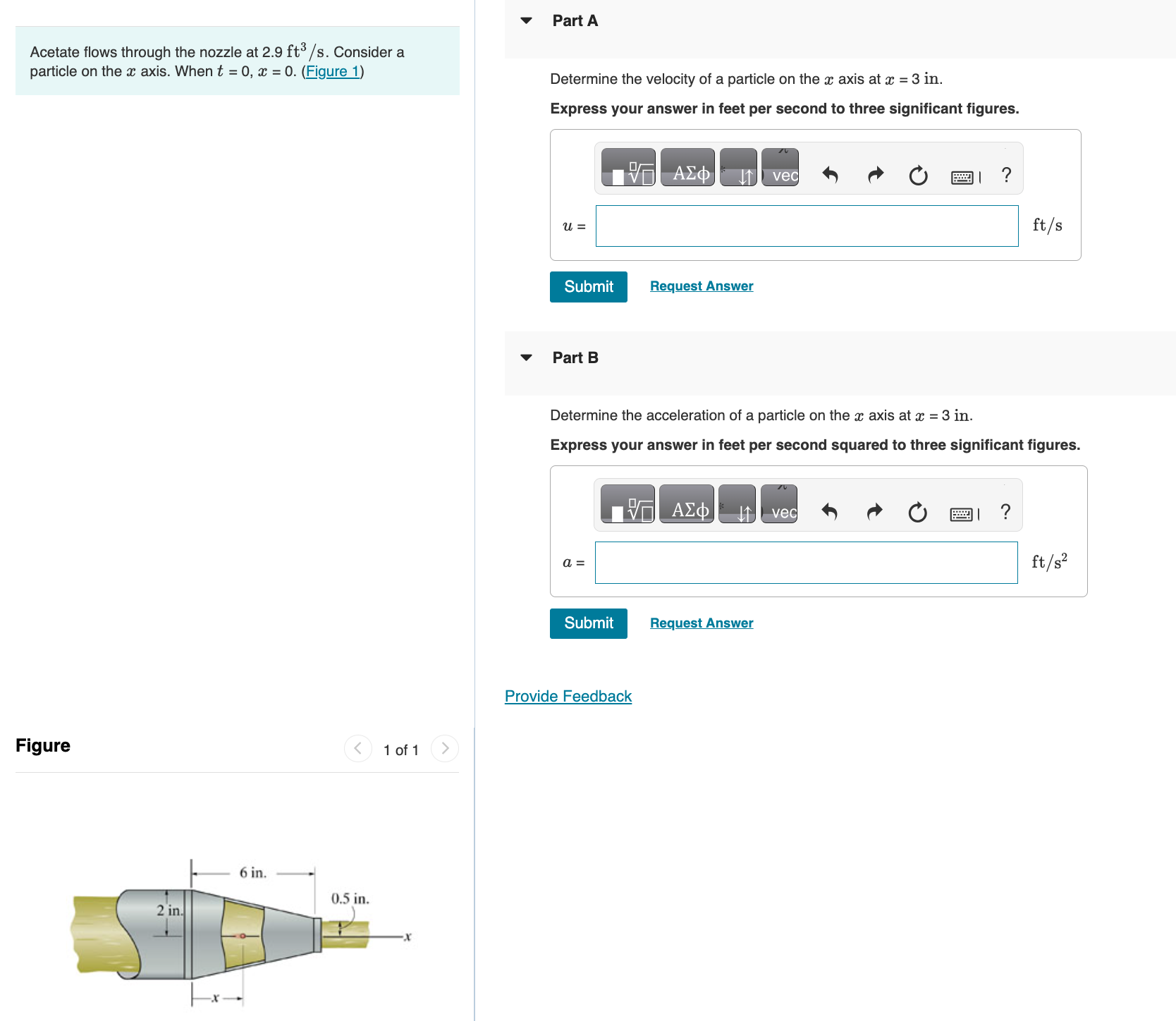 Part A Acetate flows through the nozzle at 2 . 9
