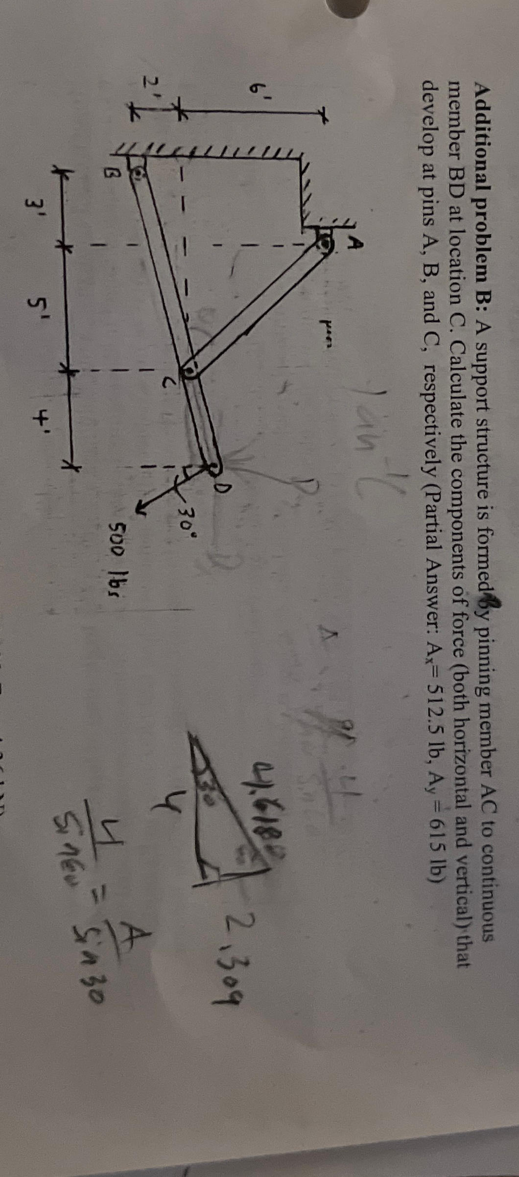 Additional problem B: A support structure is