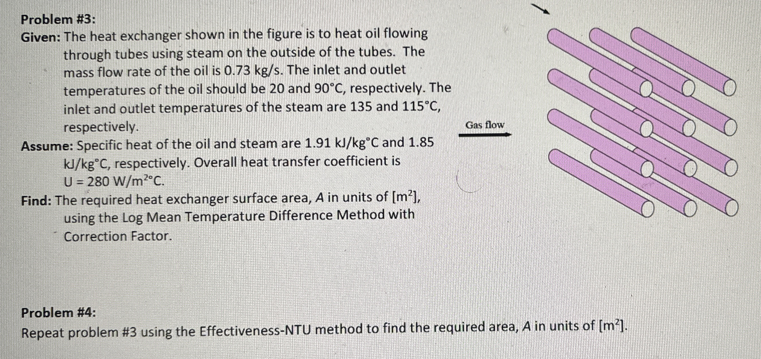 Problem # 3 : Given: The heat exchanger shown in