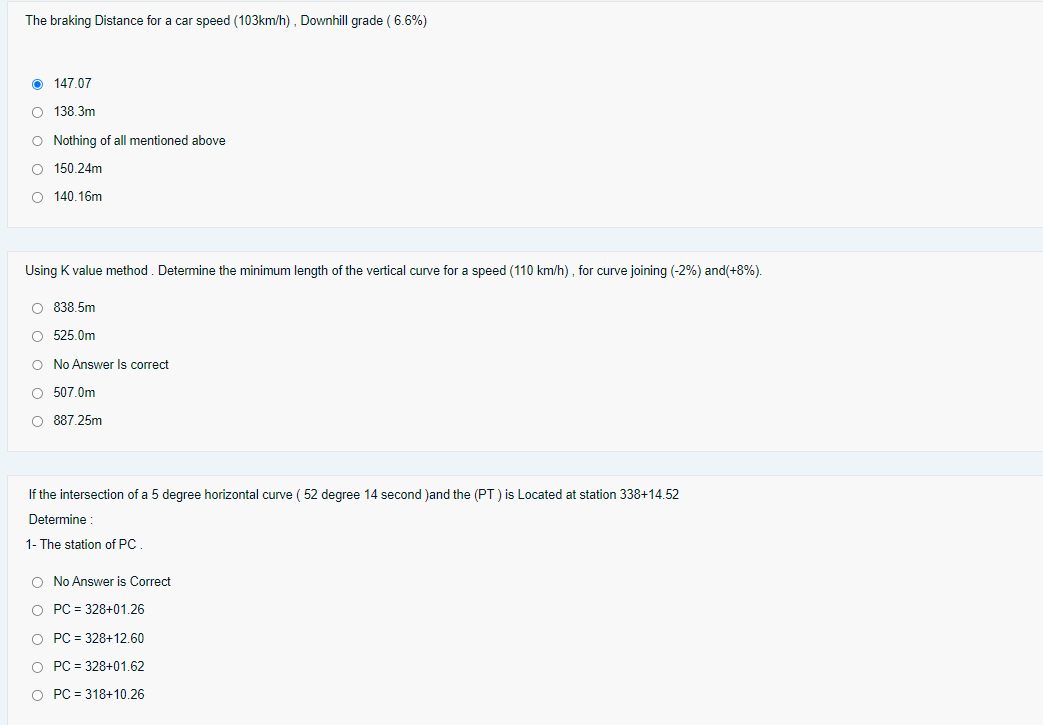 The braking Distance for a car speed ( 1 0 3 k m