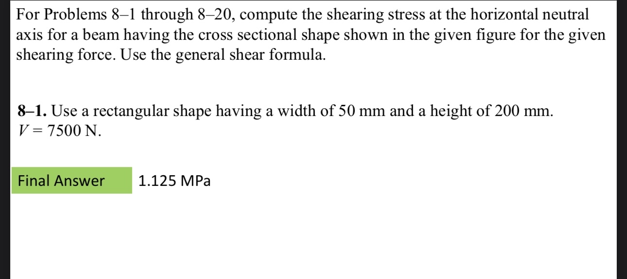 compute the shearing stress at the horizontal