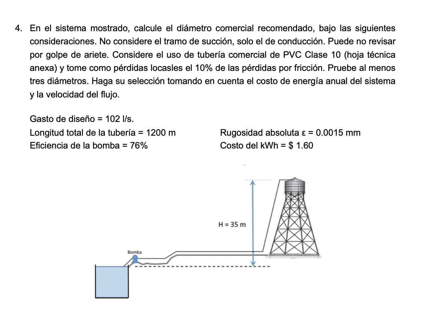 En el sistema mostrado, calcule el di metro