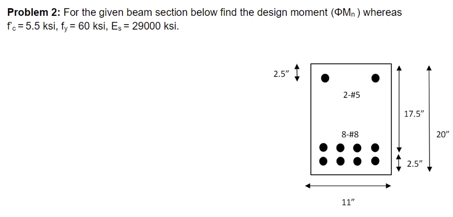Problem 2 : For the given beam section below find