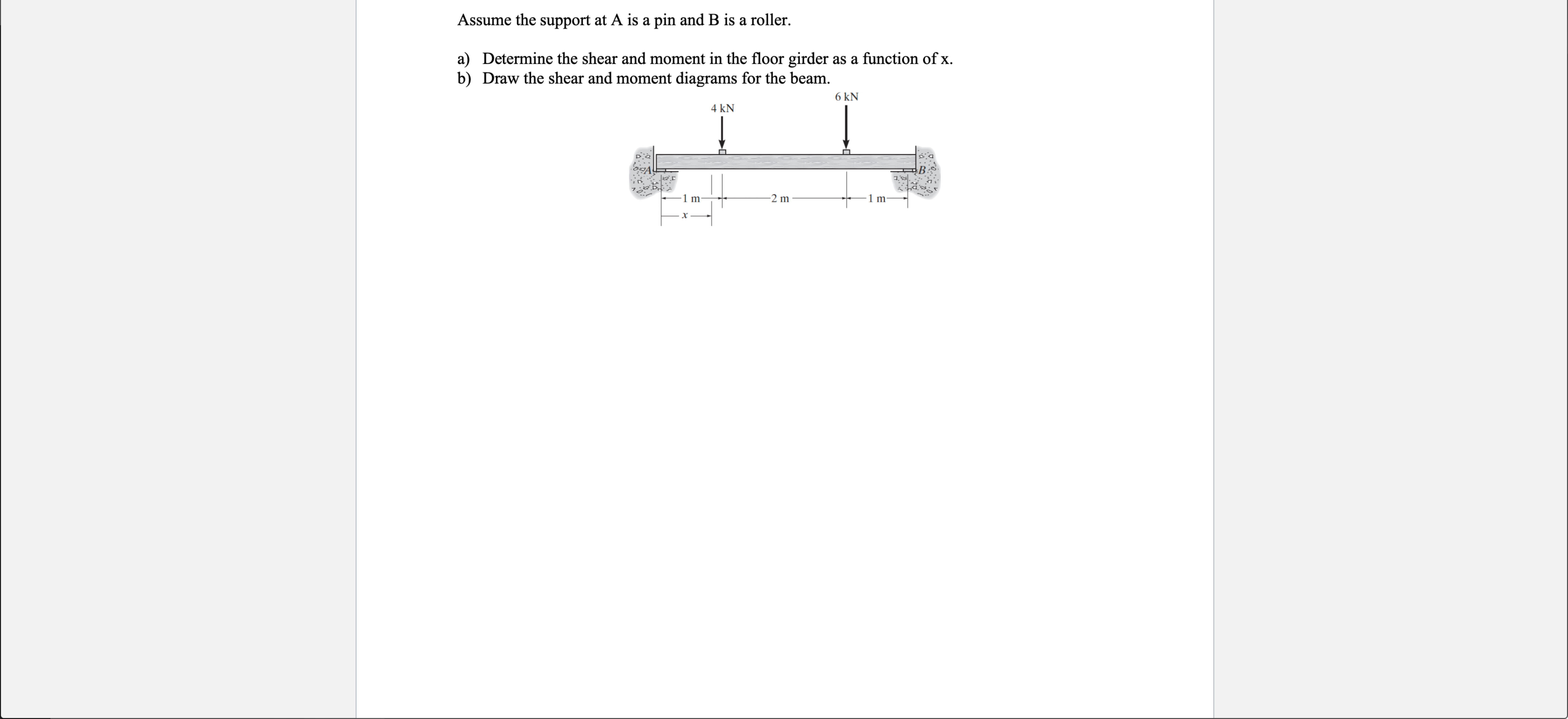 Assume the support at A is a pin and B is a