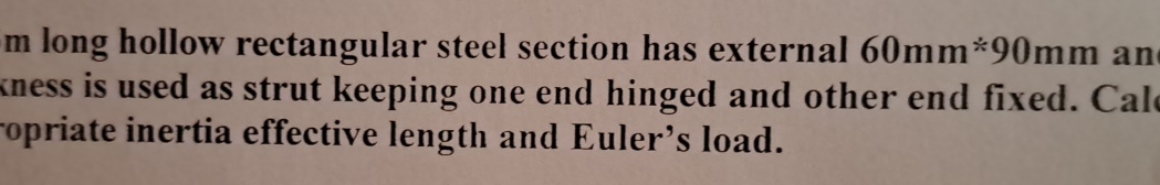 3 m long hollow rectangular steel section has