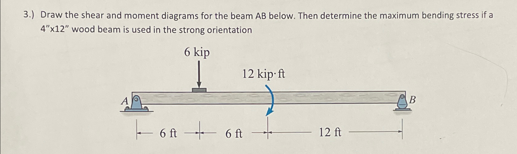 3 . ) Draw the shear and moment diagrams for the