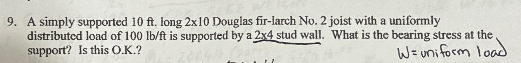 A simply supported 1 0 f t . long 2 1 0 Douglas